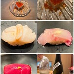 鮨 千陽 - まさかのサプライズ！！ありがとう୧(˃◡˂)୨୧(˃◡˂)୨ お寿司のスタートです♪ その合間に日本酒です^ ^