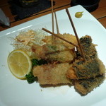 千や - 長いもとりんごと帆立の串揚げ