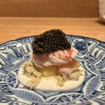 やまぐち - キャビア　毛蟹　桃　ヨーグルトとクリームチーズ　