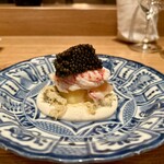 やまぐち - キャビア　毛蟹　桃　ヨーグルトとクリームチーズ　