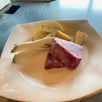 那古亭 - 焼き野菜とお肉の登場です。