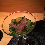 食事処みしま - マグロのカルパッチョ、生からすみ載せ