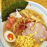北海道ラーメン 赤レンガ - 2024.6の冷やし塩オロチョンラーメン+コーントッピング（参考画像）