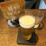 麹町いづみや しろ - あがりビール、なとり 焼き貝 つぼ焼き風味