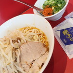 ラーメン二郎 - 汁なし半分＋青ネギ海苔