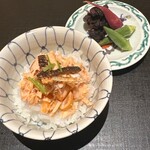味幸 - ハラスご飯　香の物　オクラ　茗荷
