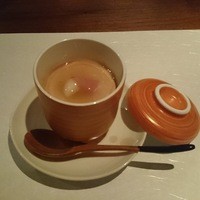 フレンチ割烹 宿 - 紅芯大根と蕪菜の二色茶碗蒸し