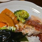 キッチン ブルー グローブ - 残りのポワレ、野菜です