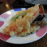 玄蕎麦 野中 - 小さな天盛：野菜天　ズームアップ