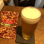 麹町いづみや しろ - あげ塩いかあられ 、生ビール 