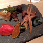 くろぎ - 八寸（ばちこ･唐墨･穴子棒寿司･のびる・山葵菜･飯蛸など）