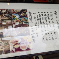 一つ木竹林草 - ビル入口のメニュー看板