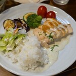 キッチン ブルー グローブ - サラダを乗せてワンプレート