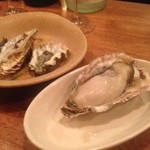 sake oyster BAR 石花 - お通し：蒸し牡蠣（2014.3.24）
