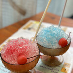 山家 - 夏場のお通しはかき氷（いちご・メロン・ブルーハワイからお選びください）