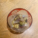 たけとら - 〆アジと焼き茄子の生姜じょうゆ