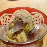 たけとら - 〆アジと焼き茄子の生姜じょうゆ