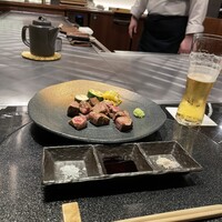 鉄板焼 しろや 銀座亭 - さつま牛のステーキ　わさびと粗塩がおすすめ