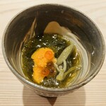 鮨 千陽 - 雲丹✹‪(ᯅ̈ )✹そして、じゅんさい✨️もずく✨️いくらの彩りが美しい✨️