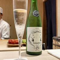 鮨 千陽 - まずはこちらの日本酒を炭酸割りで、スパークリング風に✨️最高に美味しかったです✨