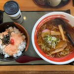 どんきゅう - 中華そば＆とろろ明太小丼（ご飯大盛り）