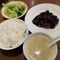 全家福 新館 - 黒酢の酢豚セット1,300円（ご飯大盛）