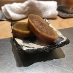 寿司栄 - ブランデーと日本酒のカラスミ