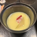 海辺のお宿 一久 - 玉蜀季すり流し、鰹安平　冬瓜、防風