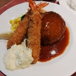 ロイヤルキャフェテリア - ハンバーグ＆エビフライ