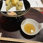 吉祥やまなか - めぎすの香梅揚げと穴子の天麩羅