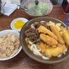牧のうどん - 肉ごぼう700円、かしわ飯190円