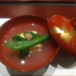 割烹 清風 - お椀：とうもろこししんじょ