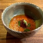 モダンスパイス 虹の仏 - ひっさげマグロ　鴨の生ハム　クリームチーズ　徳光スイカのガスパチョ（少な目で）