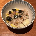 鉄板焼 濠 - とうもろこしと鶏そぼろの焼きご飯