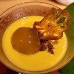 銀座 しのはら - 葉の下にトウモロコシのすり流し