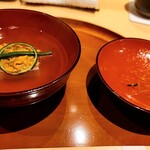 銀座 しのはら - 胡麻豆腐と赤ウニ
