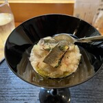 やよい鮨 - 海鮮リゾットに天然焼き鮎を載せて