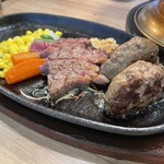 岡崎牧場ステーキ店 - 牛100%ハンバーグ170g＆カットステーキ60g(ご飯大盛り)
¥1,940