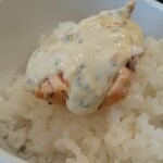 わ楽 - 生サーモンのステーキwithタルタル❤️オンザライス！