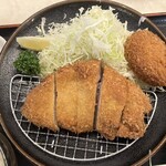 とんかつ 川久 - 黒豚ロースカツ定食 メンチカツ
