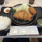 とんかつ 川久 - 黒豚ロースカツ定食 メンチカツ