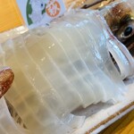 割烹 千代 - 剣先イカの活け造り。