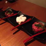 生粋 - ユッケ三種盛り