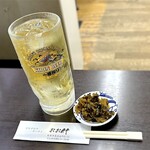 青竹手打ちラーメン　おお竹 - ・ハイボール  ¥400
      ・お通し（高菜炒め）