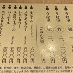 鰻の成瀬 - メニュー