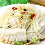 Squid and green onion with soy sauce