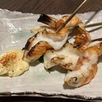 酒場 がんぎ屋 - エビ串 プリプリで甘くて香ばしい