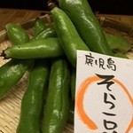 Kushiyaki Fuji - 鹿児島よりそら豆が届きました♪あっさり岩塩でどうぞ！