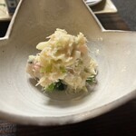 美国観光ハウス - 焼きマゾイと海老のからし味噌和え