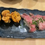 スシノミヤ - ウニと和牛。美味し。
